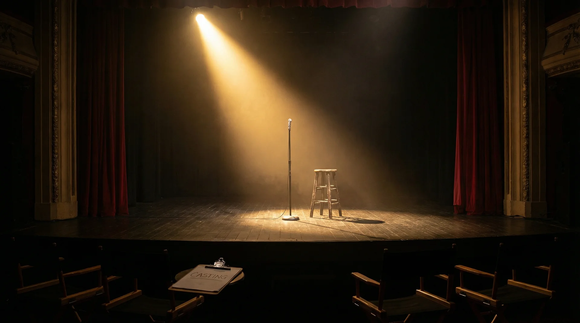 yanmu 选角现场，聚光灯下的空舞台等待演员登场